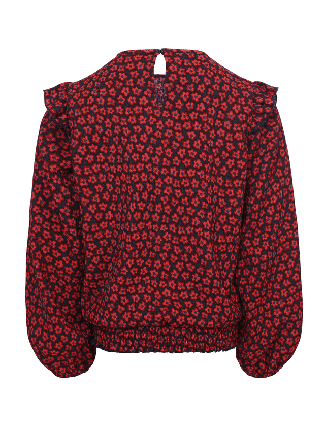 Looxs top Red flower crinckle top