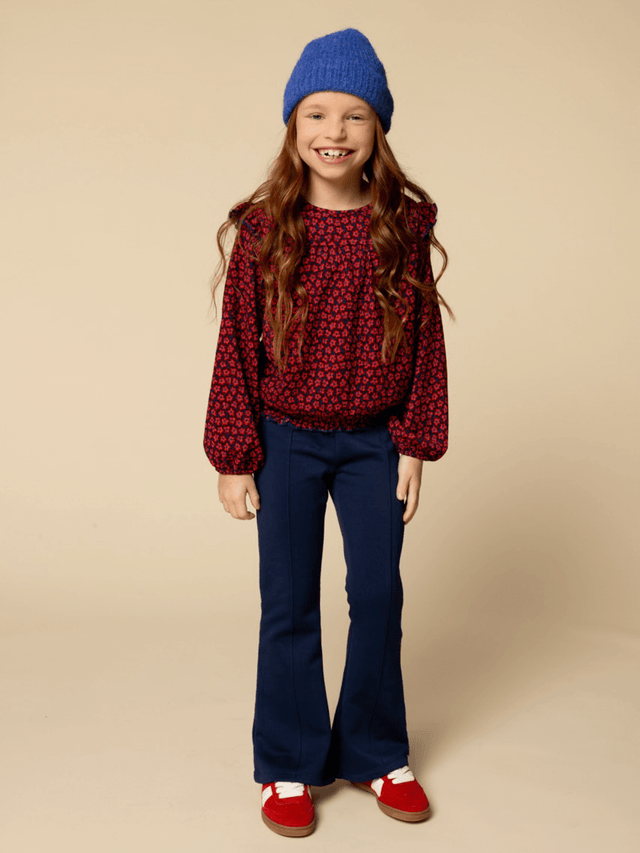 Looxs top Red flower crinckle top