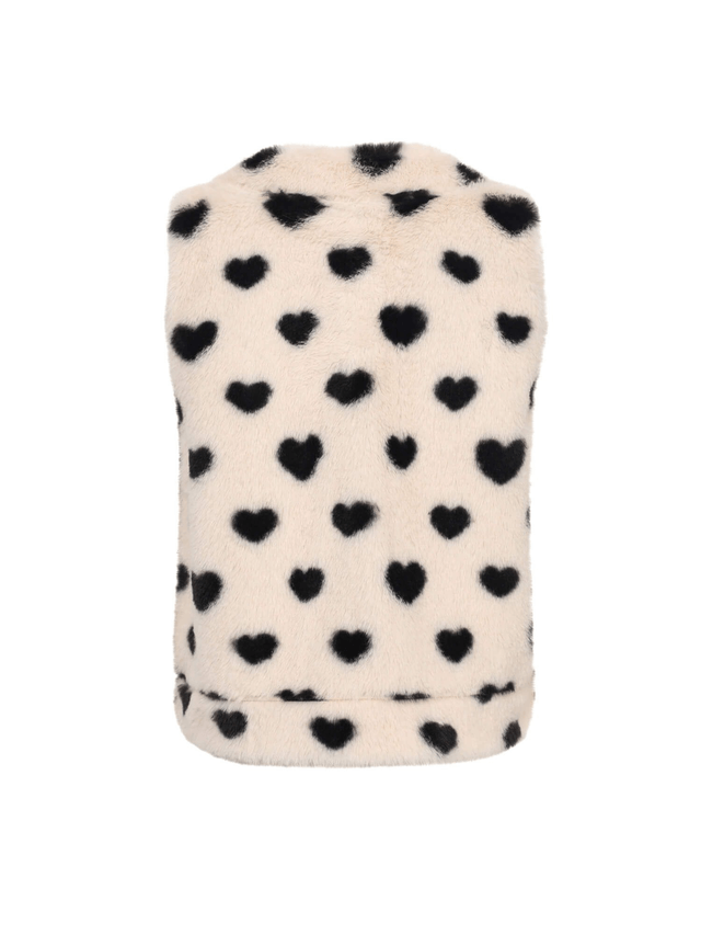 Dove White Little heart fur gilet