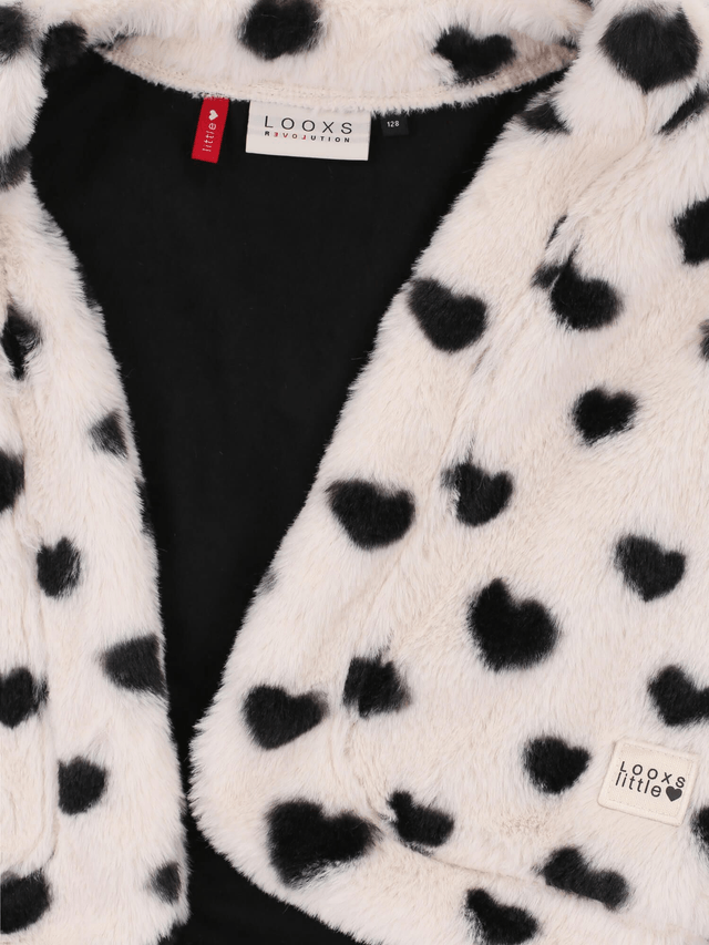 Dove White Little heart fur gilet