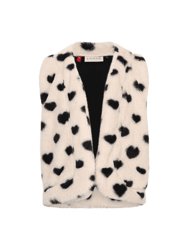 Dove White Little heart fur gilet